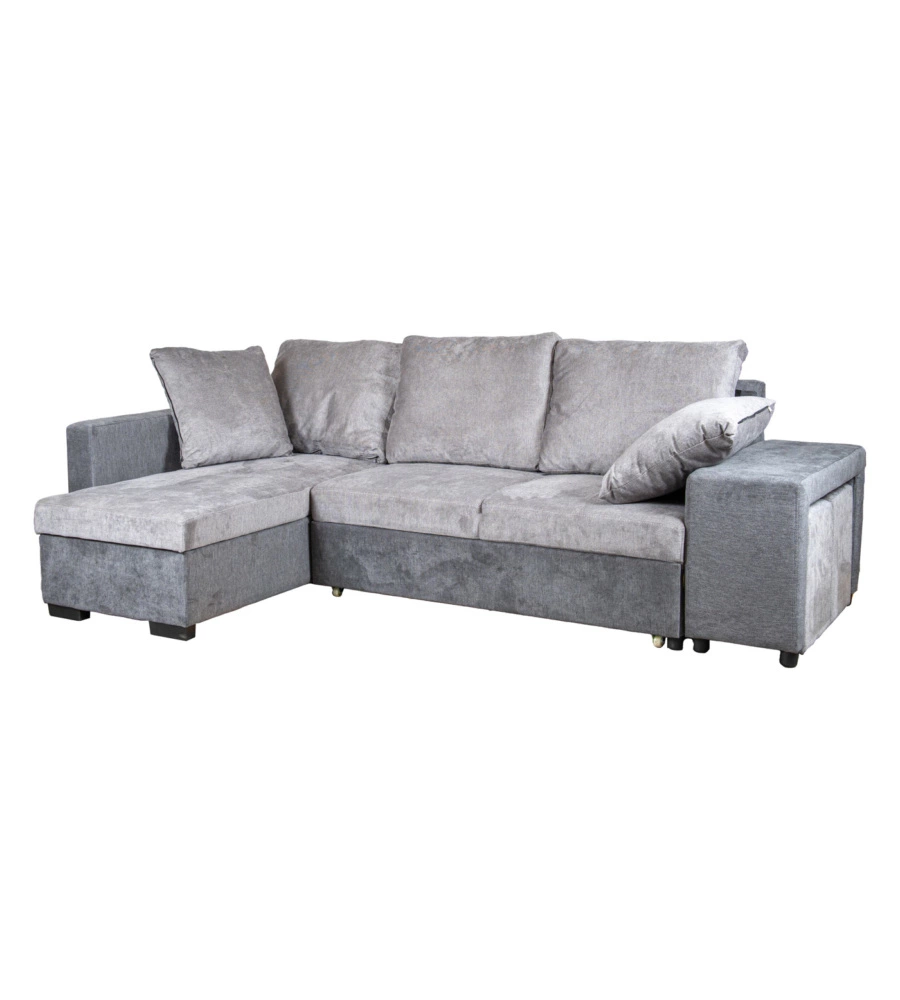 DIVANO ANGOLARE BELLAHOME "JESSY" CON CONTENITORE, POUF E PENISOLA SINISTRA 247X155X94 CM